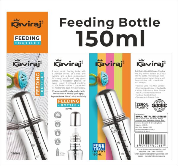 Kaviraj  SS Baby Feeding Bottle 150 ML
