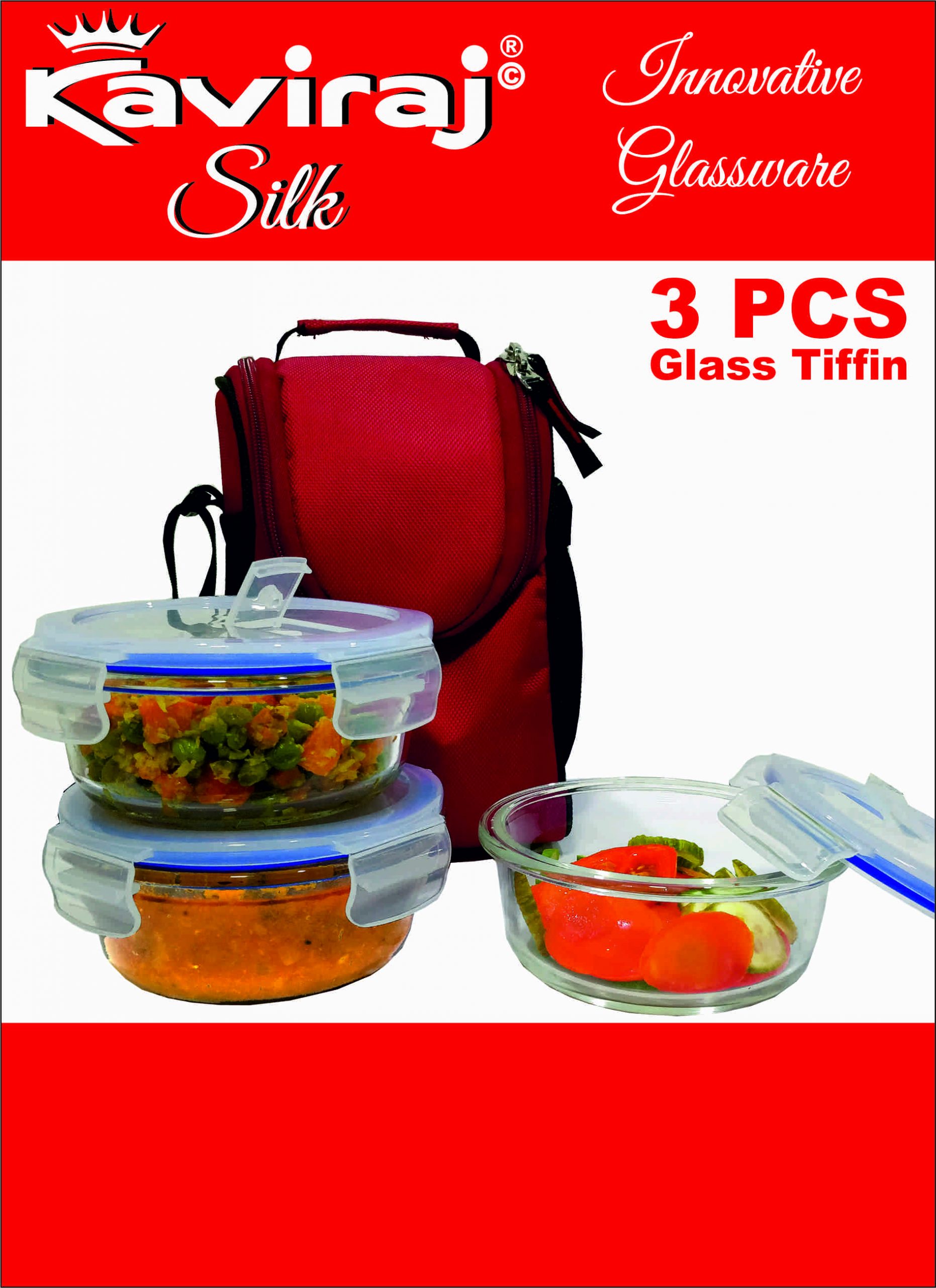 Kaviraj Silk Glass Bowls  3 Pcs Set  Round  400 ML